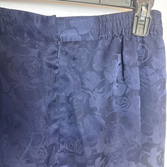 Adrianna Papell Womens Petite 4 Pencil Skirt Blue Silk Floral Zip Lined Feminine - Picture 5 of 10